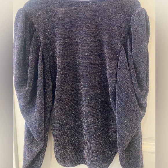 Ramy Brook Charlize Keyhole-Front Metallic Top Size L in Purple Multi - Picture 15 of 16